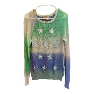 RARE Wildfox White Label Starry Gradient Sweater - Mint, Sky Blue, Ivory Small